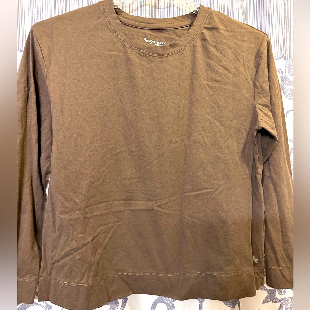 EUC Koolaburra Brown Layering Long Sleeve Tee Soft Cotton Crew Neck Size‎ M